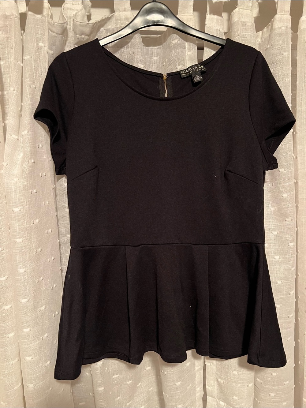 Forever 21 Black Short Sleeve Peplum Top
